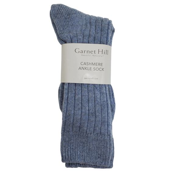 Soft Ribbed 82% Cashmere Ankle Socks Size 9-11 Warm Cozy Garnet Hill Blue Mist - Picture 2 of 6